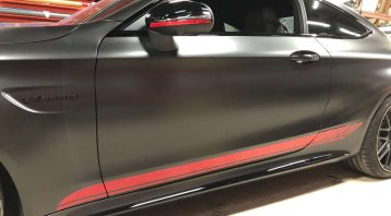 Vinyl Wrap Toronto Merc C63S 2020 Red Racing Stripes Cost