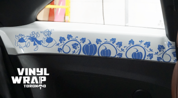 Volkswagen Beetle - Interior Vinyl Decals - Cinderella Story - Pumpkins - VinylWrapToronto.com - Blue - 3 Mice - Custom Car Wrap Cost